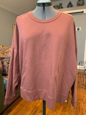 FLX  1X Muted Dusty Rose Oversized Crewneck Sweatshirt